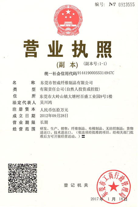 pet針刺無紡布營業執照